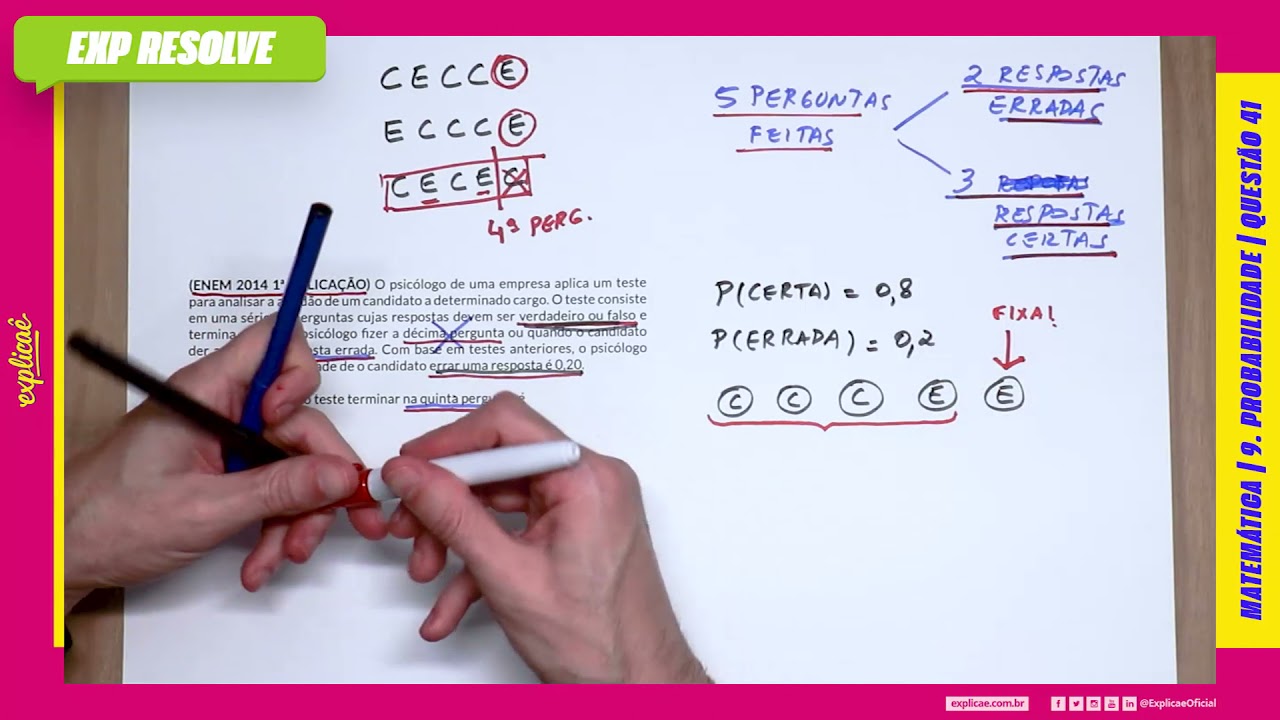 O PSICÓLOGO DE UMA EMPRESA APLICA UM TESTE PARA ANALISAR A APTIDÃO DE UM(...) | PROBABILIDADE