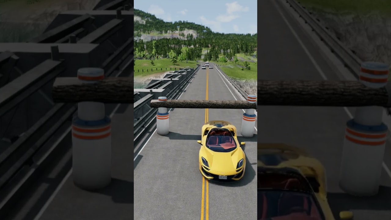 Cars vs Wood & Bollards Crashes - BeamNG.Drive #beamngcrashes #shortsfeed  #shortvideo #shorts