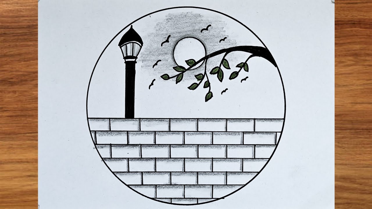 How to Draw a Beautiful Scenery in a Circle | Easy Circle Scenery | Easy Drawing by Shah's #art 