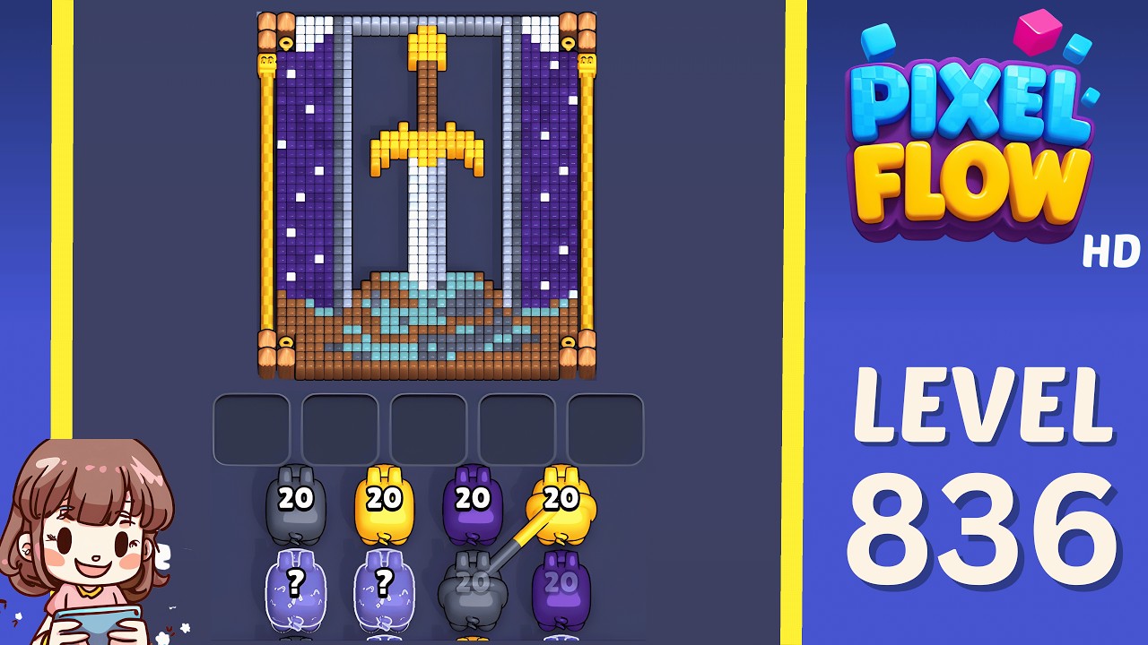Pixel Flow Level 836 Solution Walkthrough
