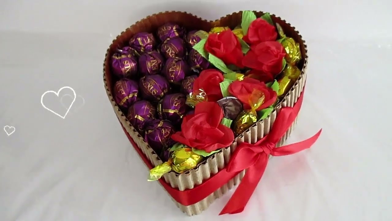 CAJA CORAZON de CARTÓN CORRUGADO para Regalo - Corazón de Cartón Caja para bombones flores Cartonaje