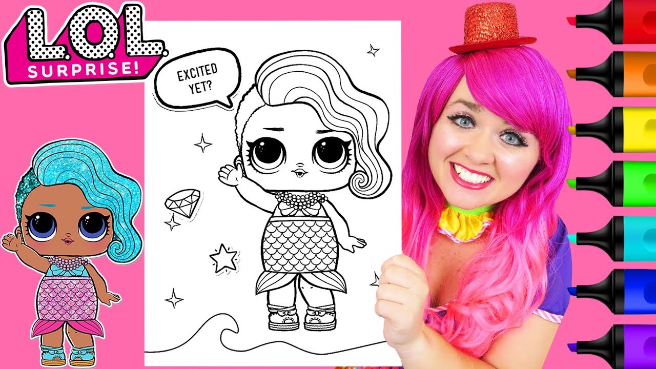 Coloring LOL Surprise Splash Queen GLITTER Coloring Page Prismacolor Markers | KiMMi THE CLOWN