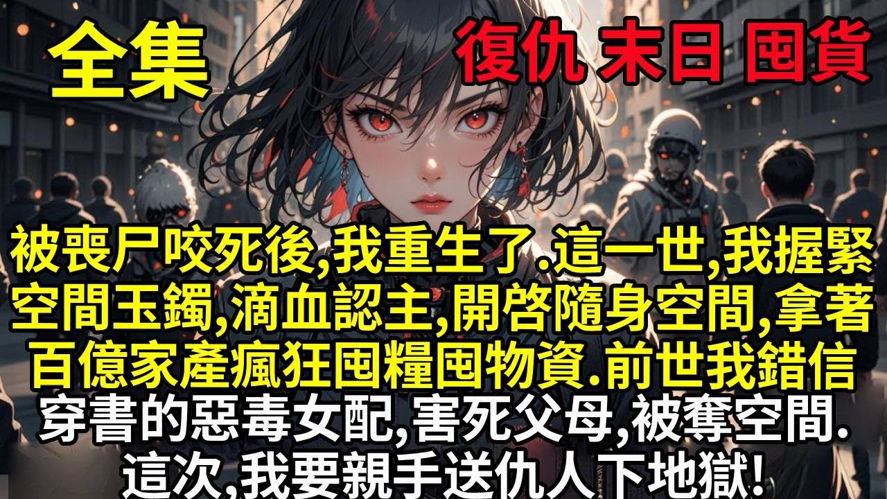 【1】被喪尸咬死後,我重生了.這一世,我握緊空間玉鐲,滴血認主,開啓隨身空間，拿著325億家產瘋狂囤糧囤物資.前世我錯信穿書的惡毒女配,害死父母,被奪空間.這一次,我要親手送她下地獄。