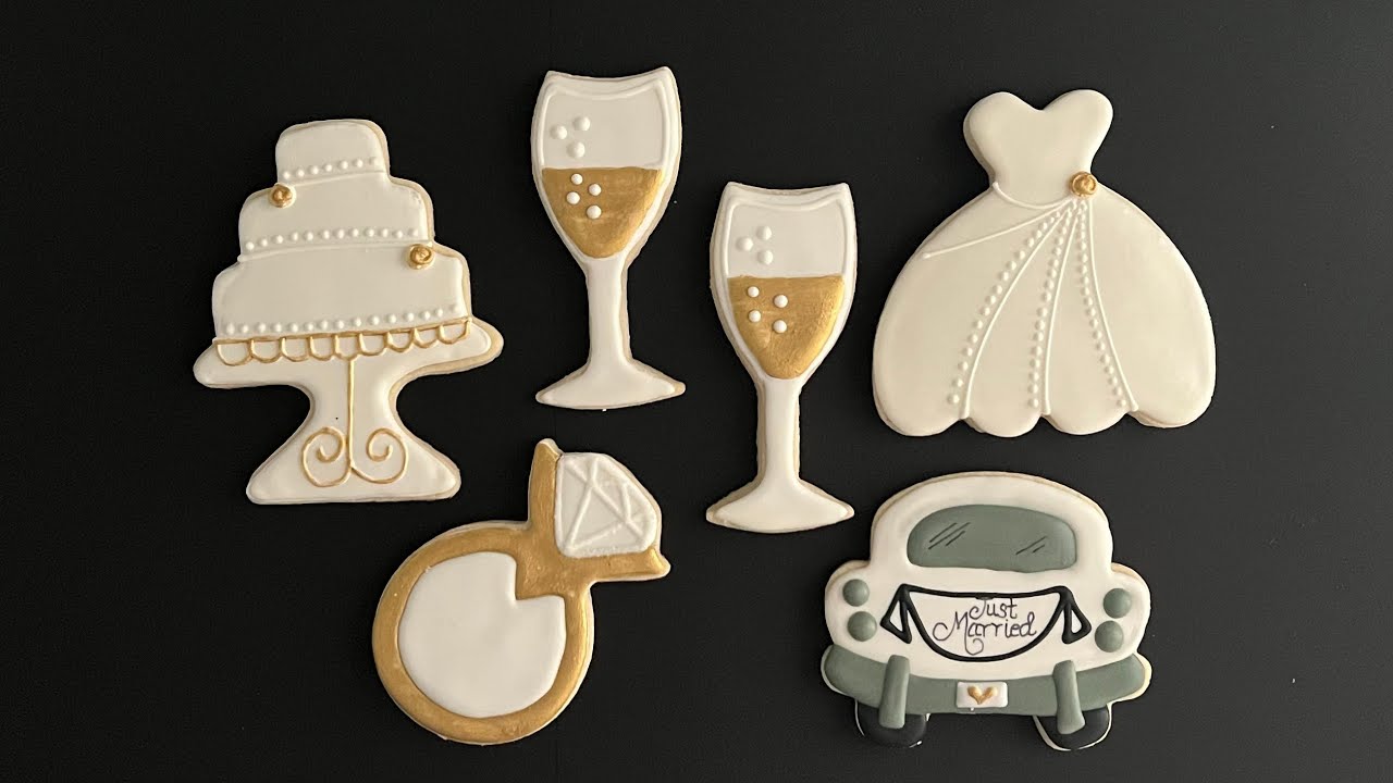 Wedding Bridal Shower Royal Icing Decorated Sugar Cookies