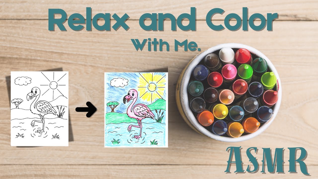 ASMR Crayon Coloring: Unboxing + Flamingo Art in Real Time