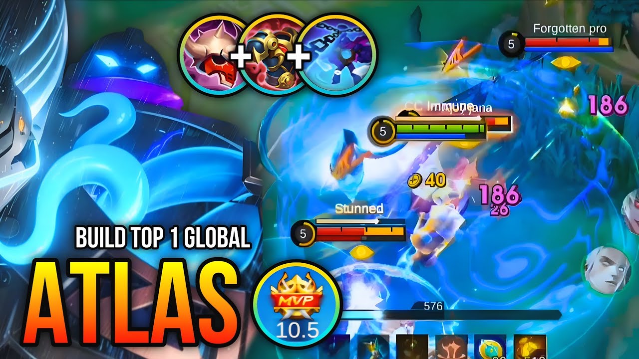 MVP Atlas Super Annoying CC!! Best Roam Hero!! - Build Top 1 Global Atlas ~ MLBB