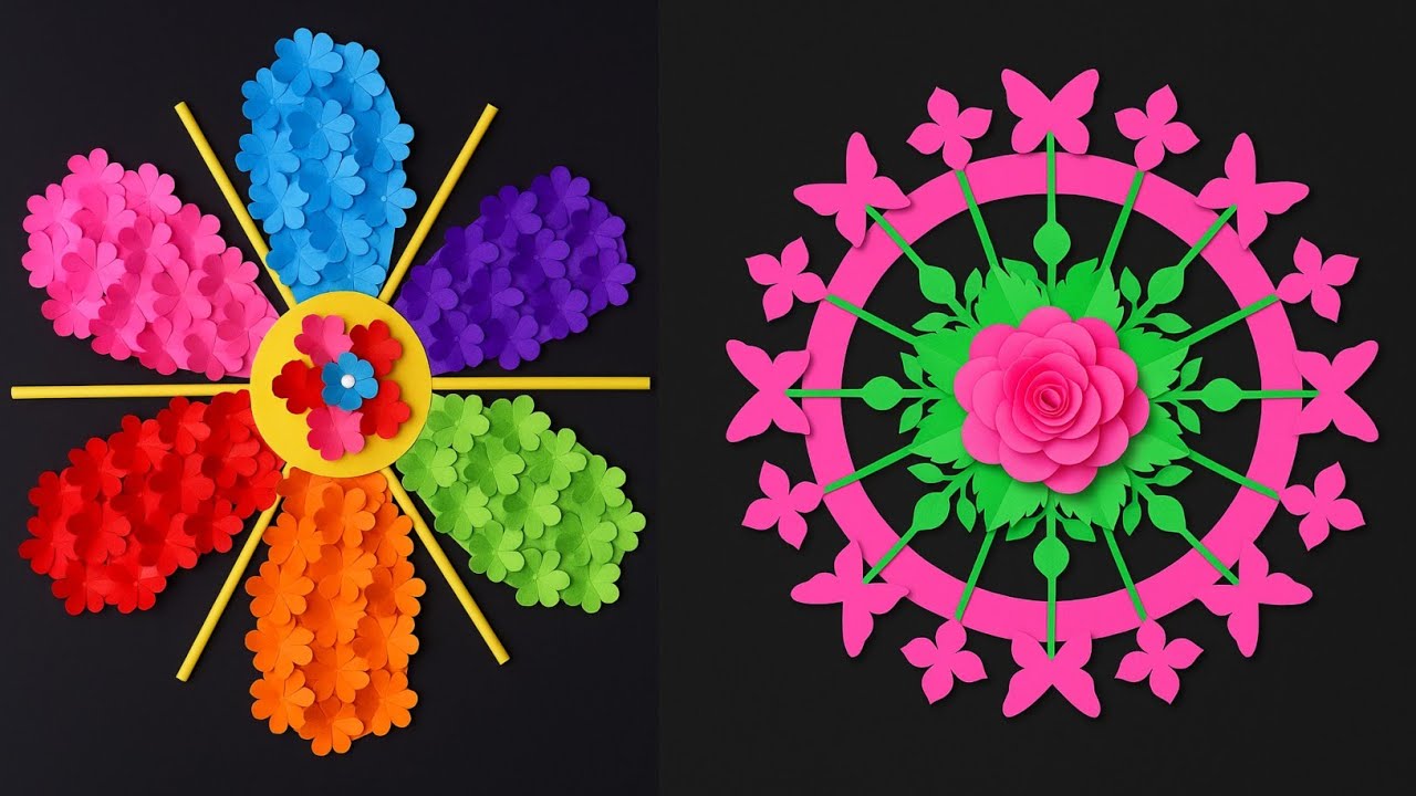 2 красивых настенных цветка / Бумажные поделки для украшения дома / Простое изготовление цветов и...
