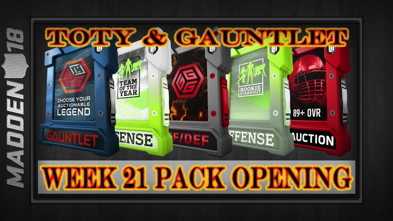 Madden 18 | GAUNTLET 5 & OFFENSE TOTY REWARDS PACK OPENING | 20+ Packs | 95 Overall ???