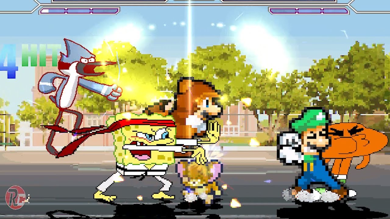 Super Better Mario, Mordecai & Classic Spongebob vs Super Better Luigi, Darwin & Jerry | best of 3