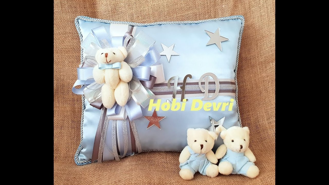 DIY,Making Nursery Decorative Pillow, Welcome Baby, Babyshower,Bebek Takı Yastığı Yapılışı