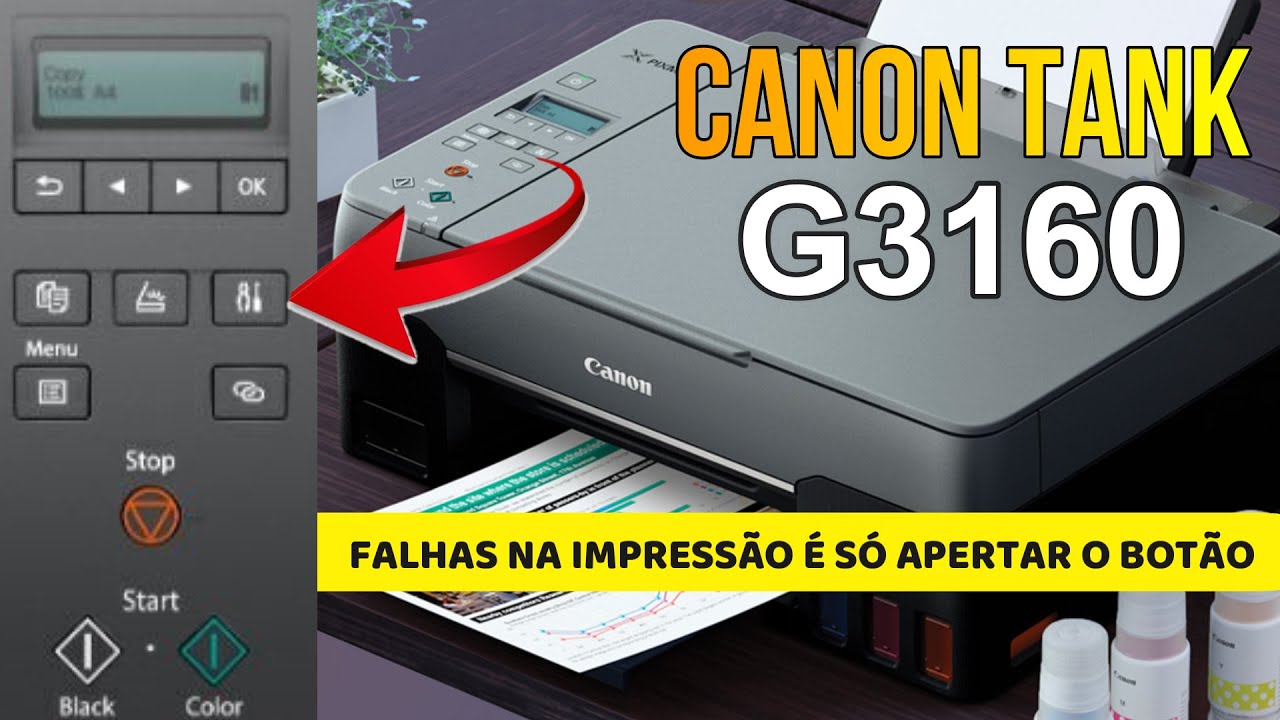 CANON G3160 como fazer limpeza na cabeça impressão pelo painel | ELIMINANDO FALHAS
