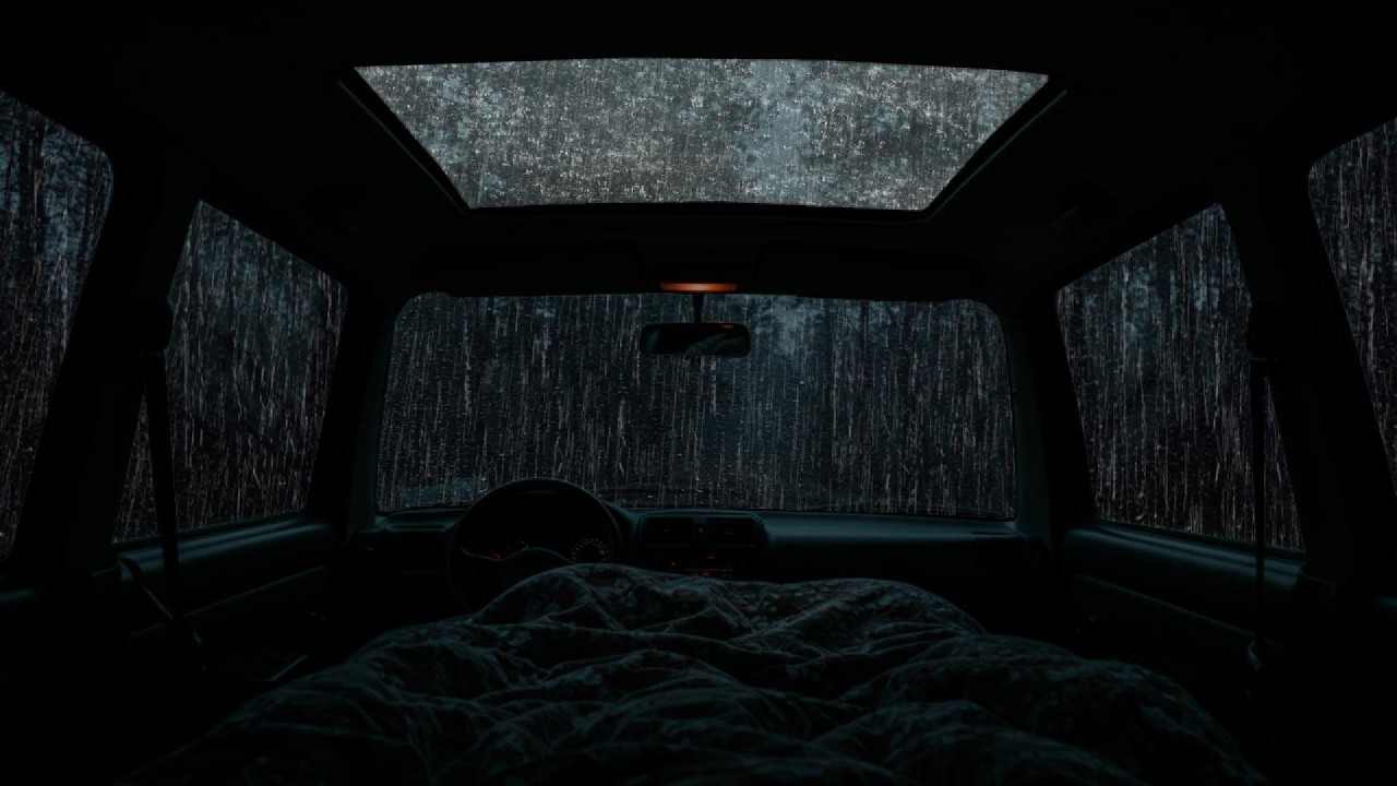 Relaxing Rain & Gentle Thunder on Cozy Car ⛈ Deep Sleep Sounds for Anxiety Relief & Peaceful Night