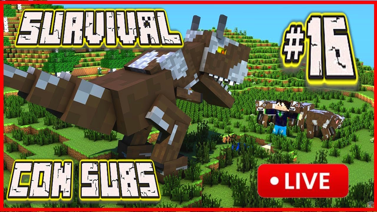 🔴 SURVIVAL con SUBS 🦖 ARK DINOCRAFT #16 DÍA de MINAR 💎 #live #minecraftpe