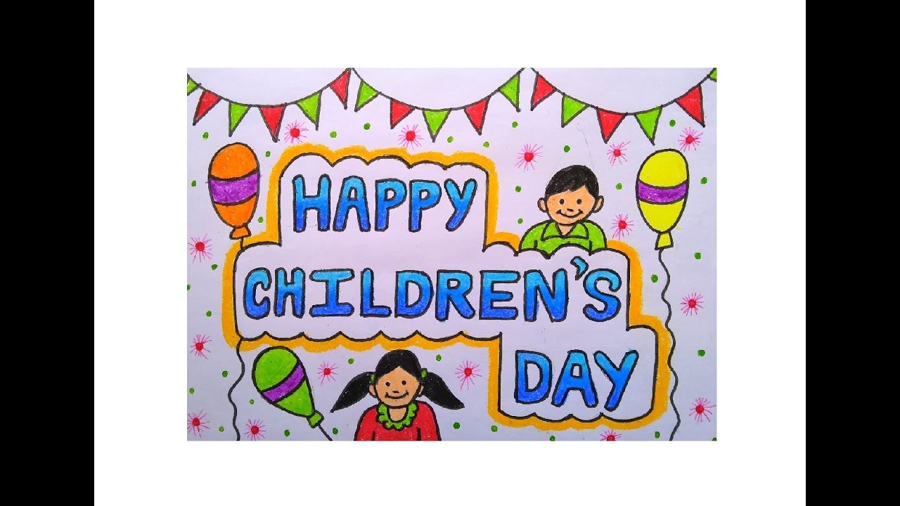 HOW TO DRAW CHILDREN'S DAY CARD//CHILDREN'S DAY SPECIAL DRAWING//EASY CHILDRENS DAY DRAWING