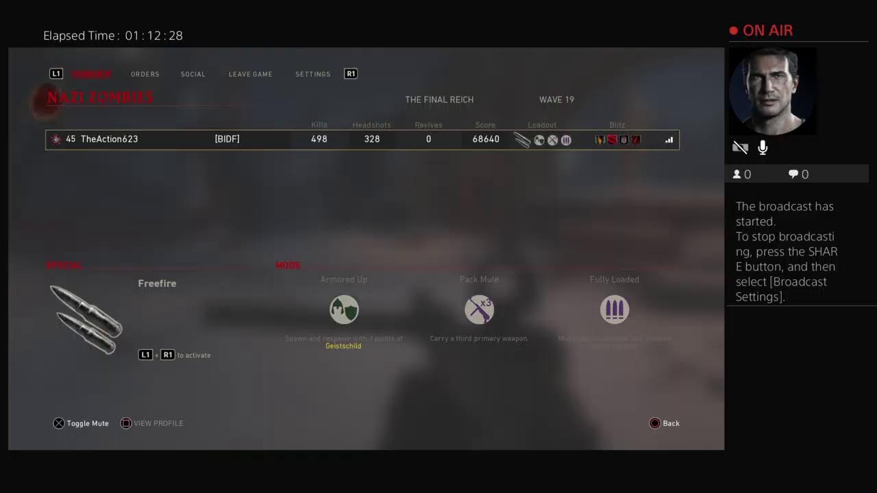 TheAction623's Live PS4 Broadcast Call of Duty WW2 Nazi zombies gameplay The Final Reich