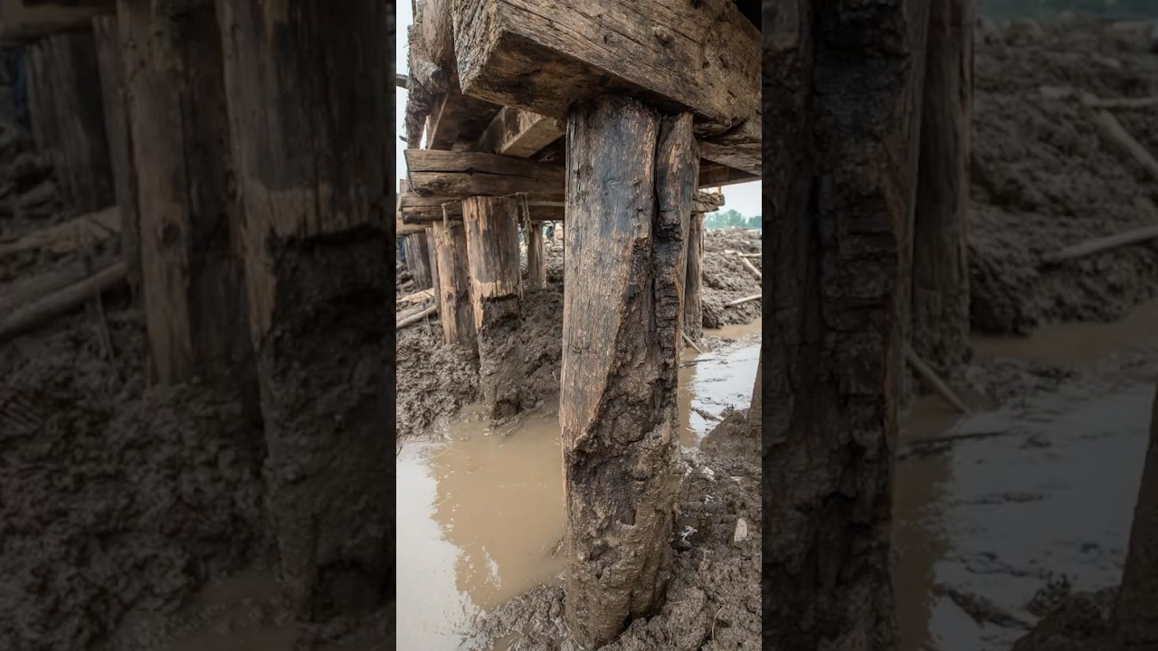 Storm Reveals Wooden Structure With Deep Bite Marks
