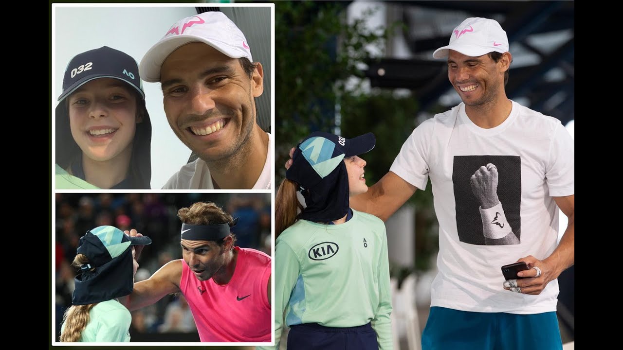 Rafael Nadal kisses ball girl on cheek after shot accidentally hits her in face at Australian Open