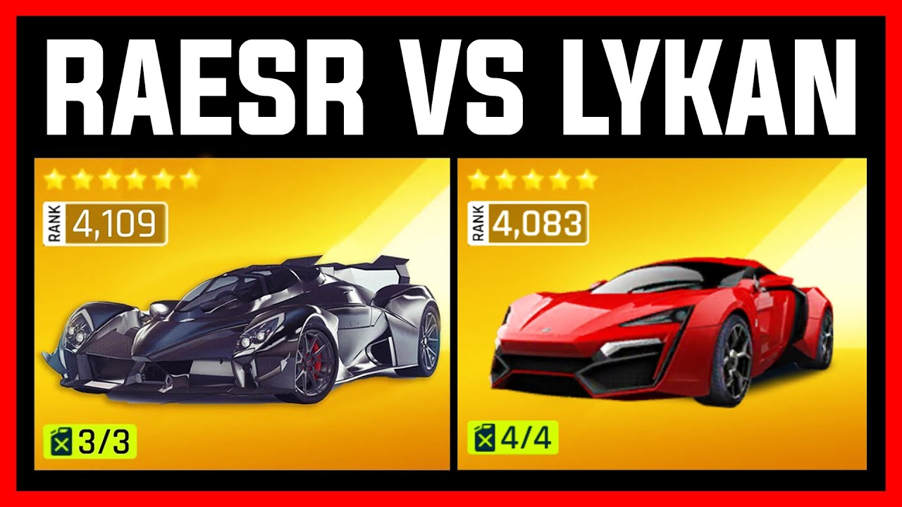 Asphalt 9 Raesr Tachyon Speed VS Lykan Hypersport