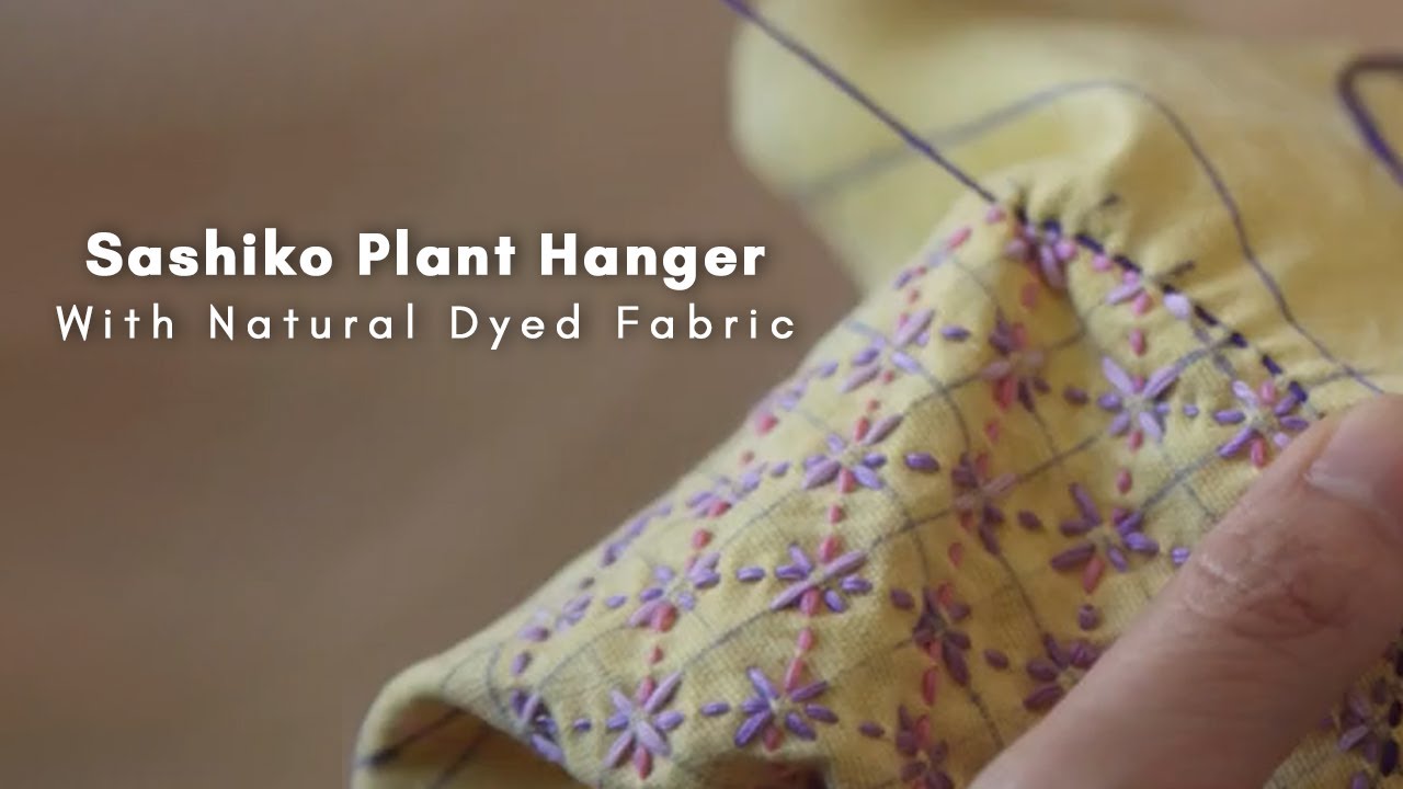 Sashiko Plant Pod Hanger with Turmeric Dye | Home Makeover [cc]