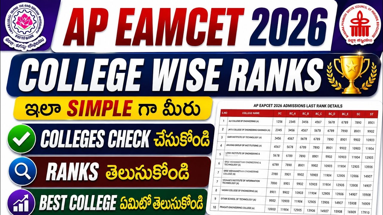 AP EAPCET 2026 COLLEGE WISE CUTOFF HOW TO CHECK | AP EAMCET COLLEGE WISE RANKS 2025
