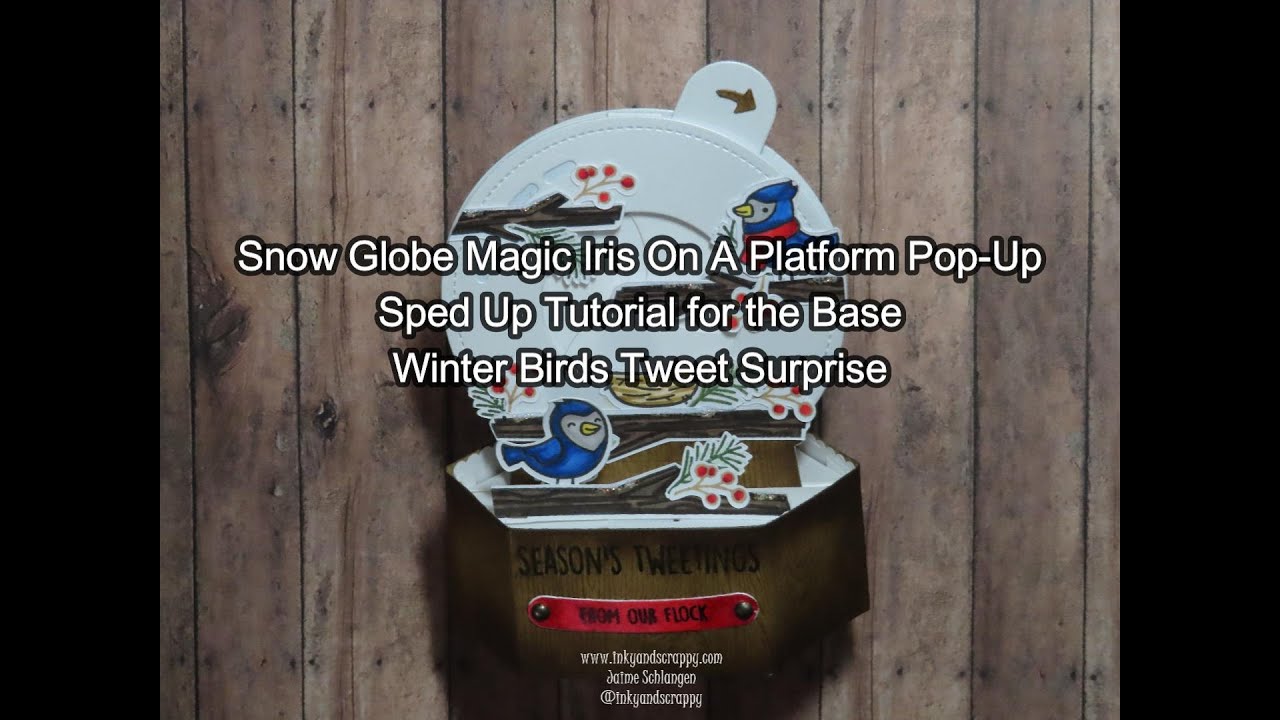 Lawn Fawn's Platform Pop Up with inserted Magic Iris, Tweet Surprise Card
