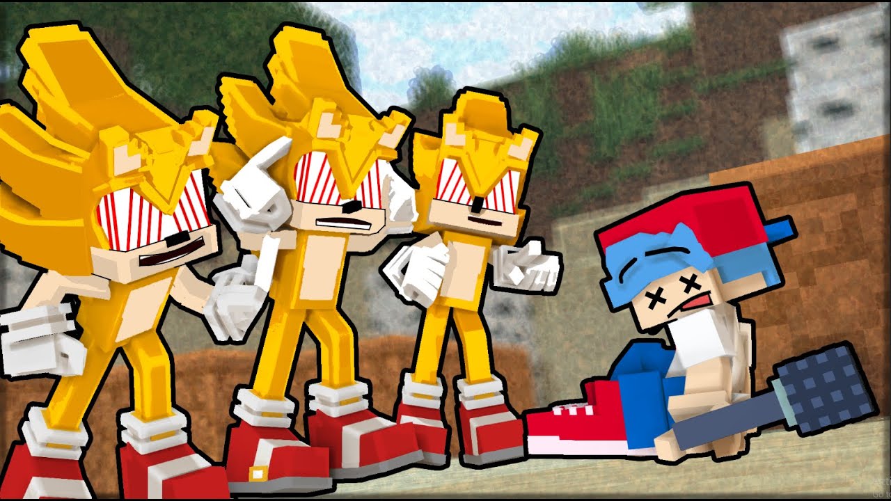 Fleetway Sonic Death Lines but its Animation - Friday Night Funkin x Minecraft Animation (FNF)