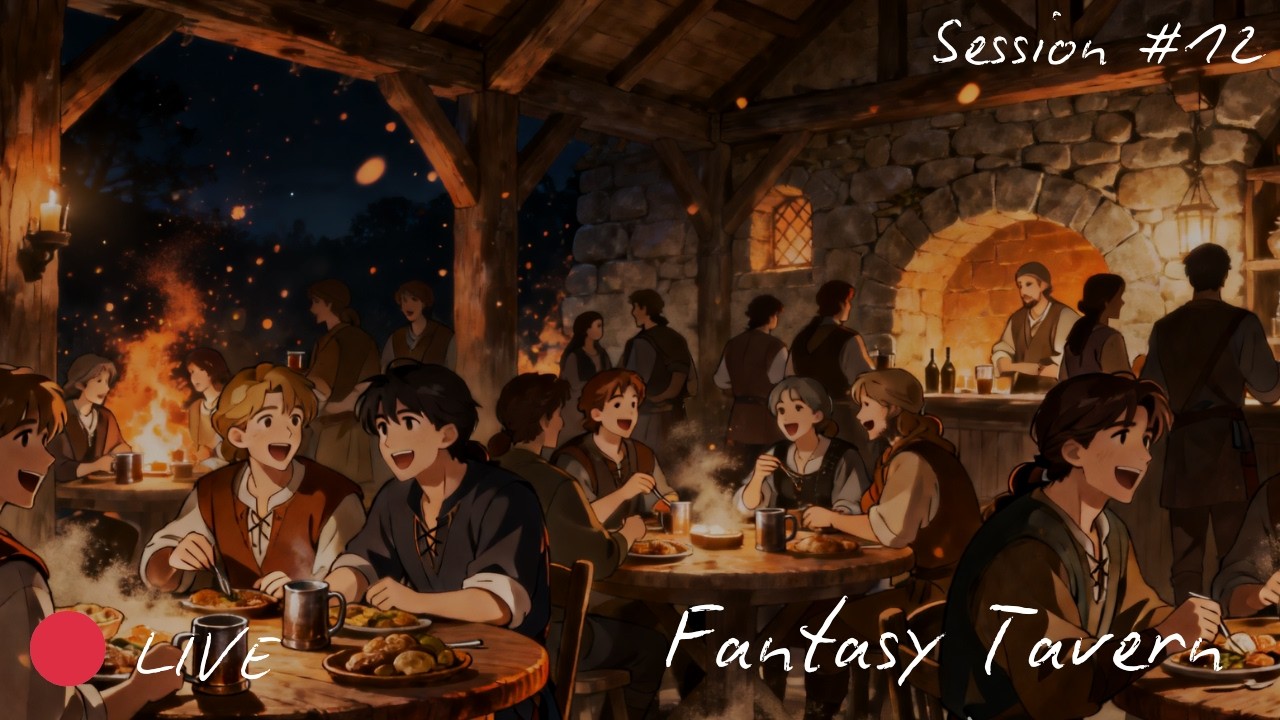 🔴 LIVE Cozy Fantasy Tavern Night 🍺 Medieval D&D Ambience for Focus & Relaxation | Session 12