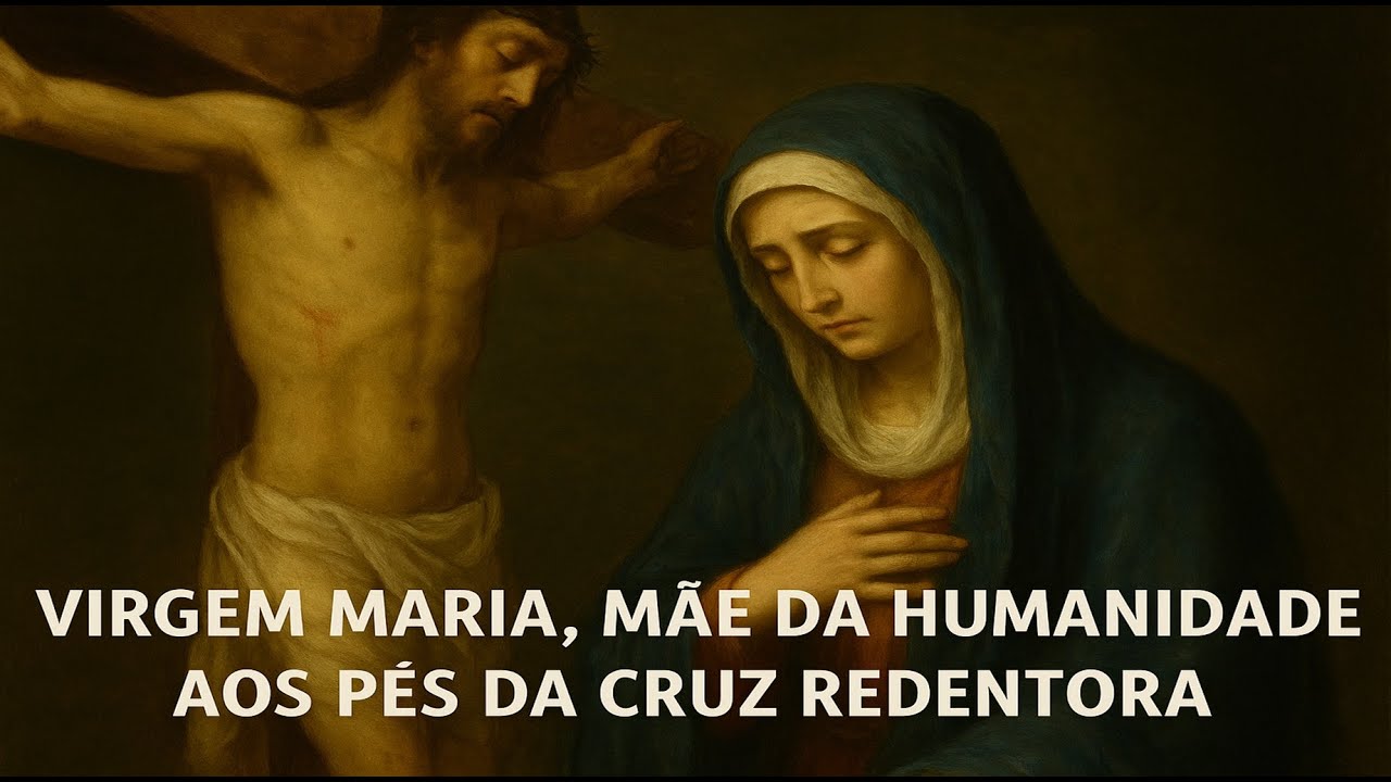 Virgem Maria, Mãe da Humanidade aos pés da Cruz redentora