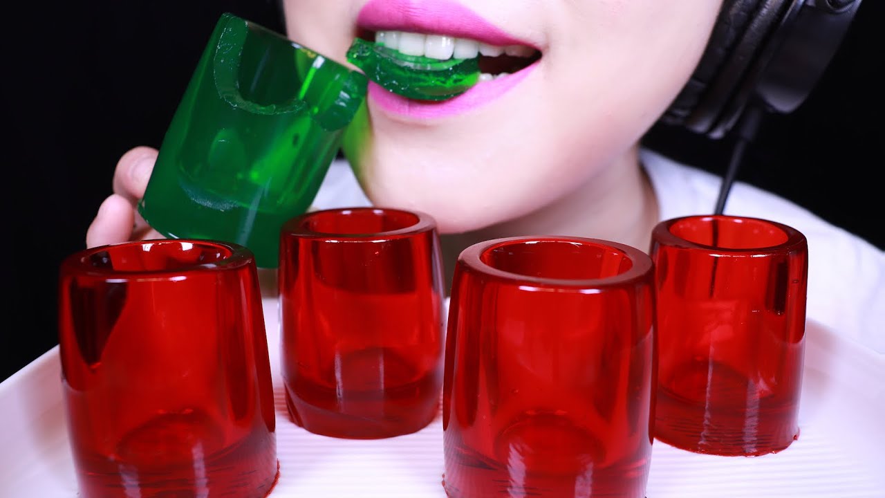 ASMR Eating Jello Shot Glasses | Soda Drinking | Eating Jello | ASMR edible | Abbey ASMR