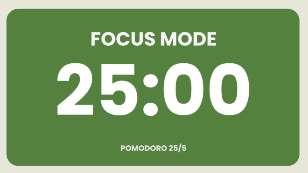1 Hour | 25/5 Pomodoro Timer 🍅 | Study Focus Session | No Music | Bell Sound