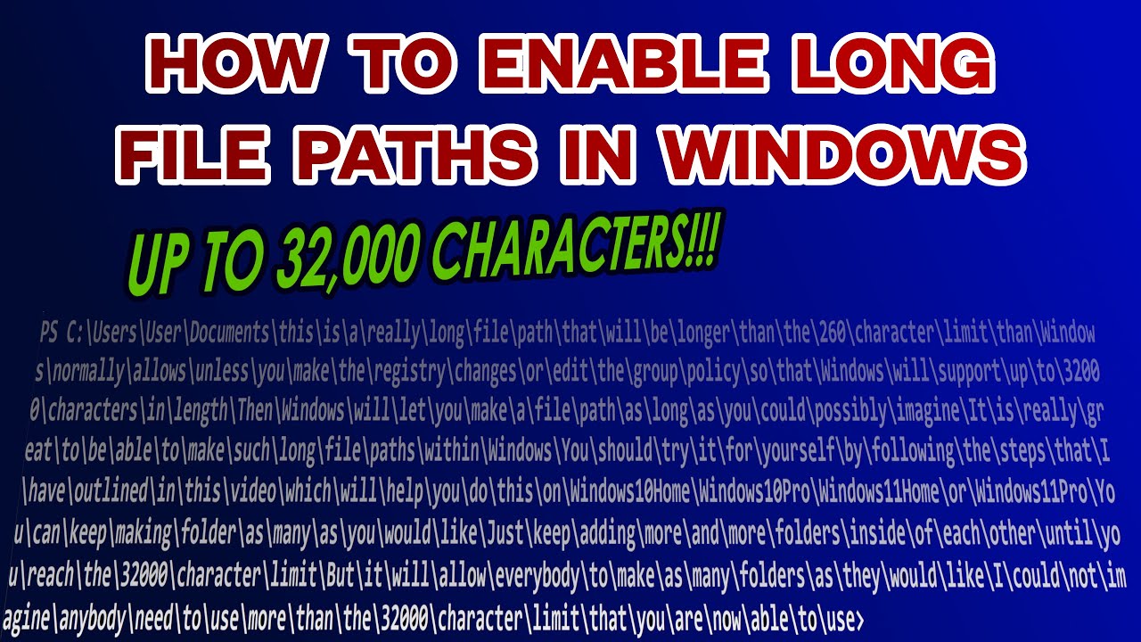 Включить длинные пути к файлам в Windows 10 или Windows 11 длиной до 32 000 символов #Длинные #Пу...