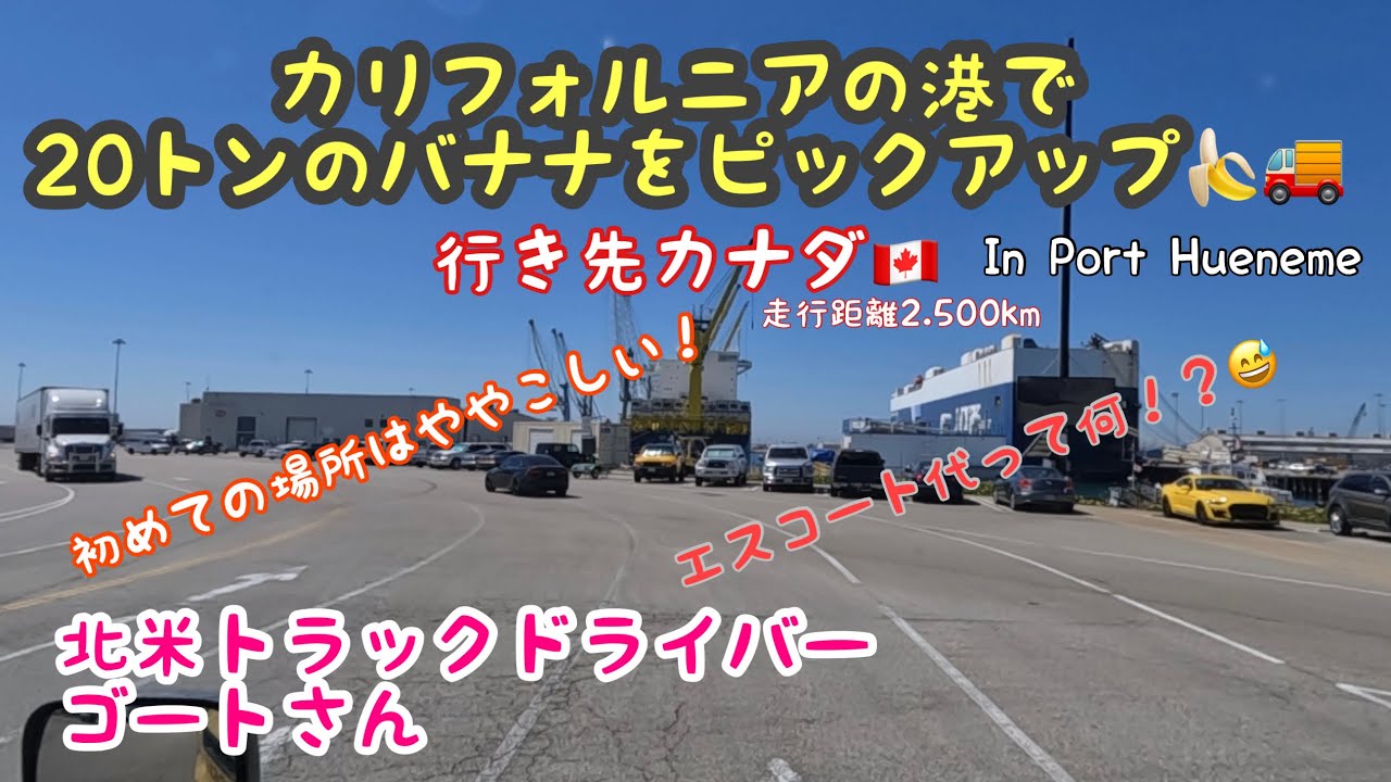 【#56】北米トラックドライバー(ゴート) カリフォルニアの港でバナナ20トンピックアップ🍌😊　2,500kmを共にします🚚😂