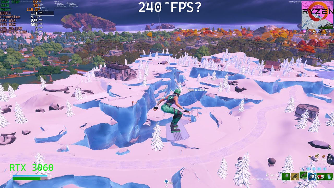 RTX 3060  + Ryzen 5 5600x Fortnite Chapter 4 | ARENA | performance mode 1080p | 1680x1050
