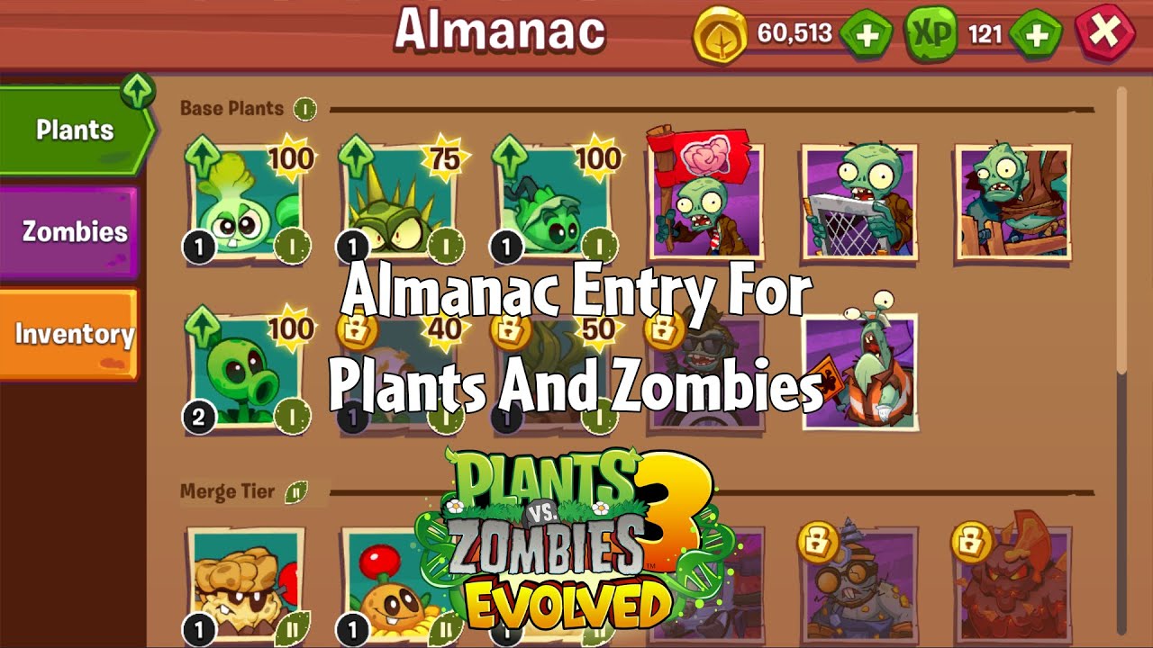 PvZ3 Evolved - Almanac Entry For Plants And Zombies