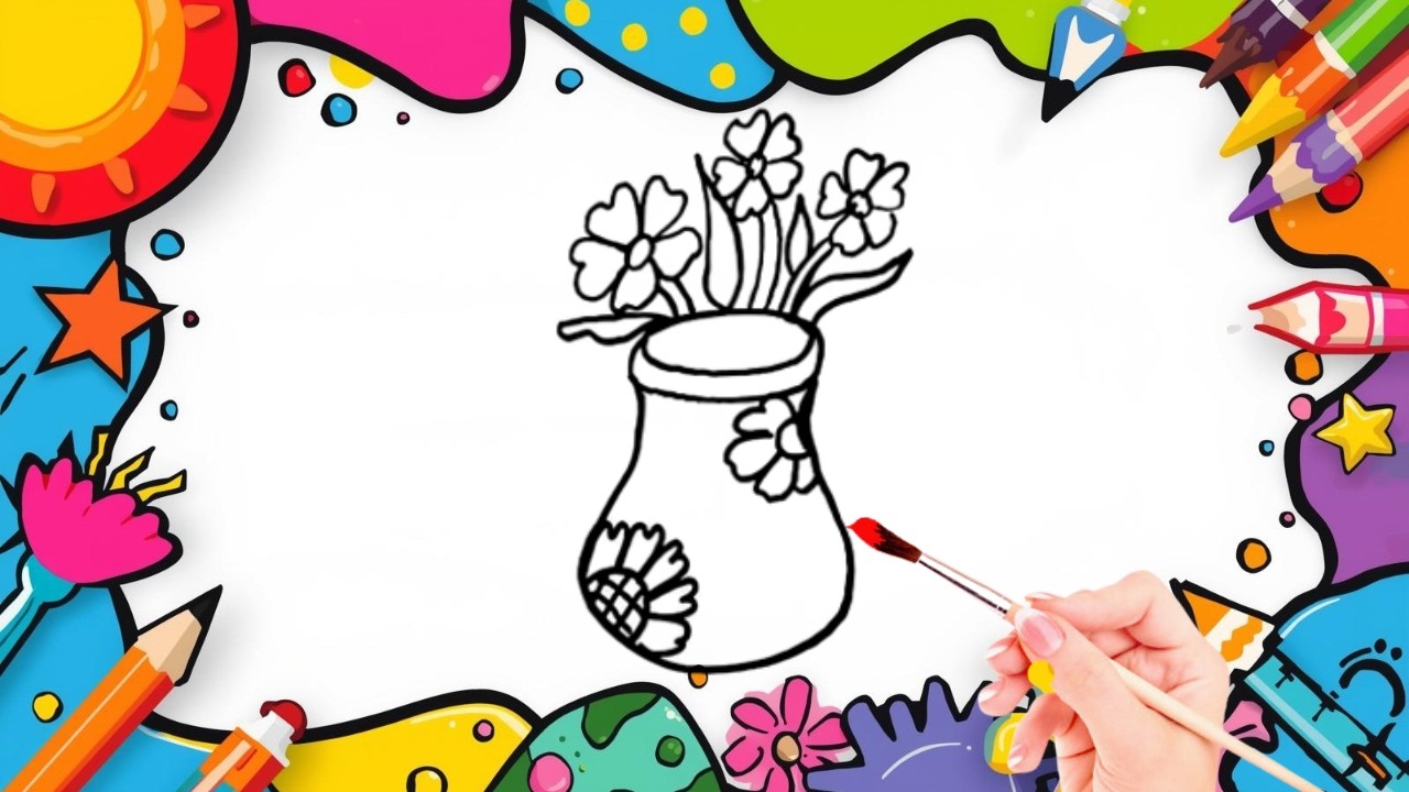 How To Draw cute Flower Tube  Drawing, Painting & Coloring For Kids and Toddlers_🌈🎨 🐋
