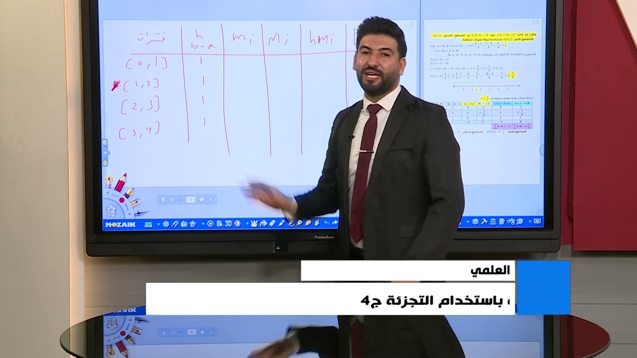 الرياضيات للصف السادس العلمي -الفصل الرابع / ايجاد المساحة باستخدام التجزئة         ج4