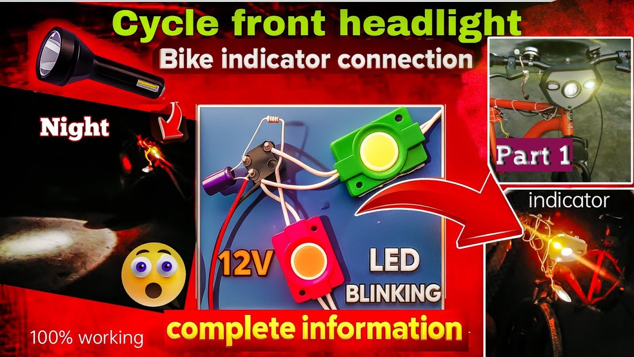 normal cycle Mein indicator light Kaise lagaen 😱part 1 #cycle #indicator #tranding #led #cyclestunt