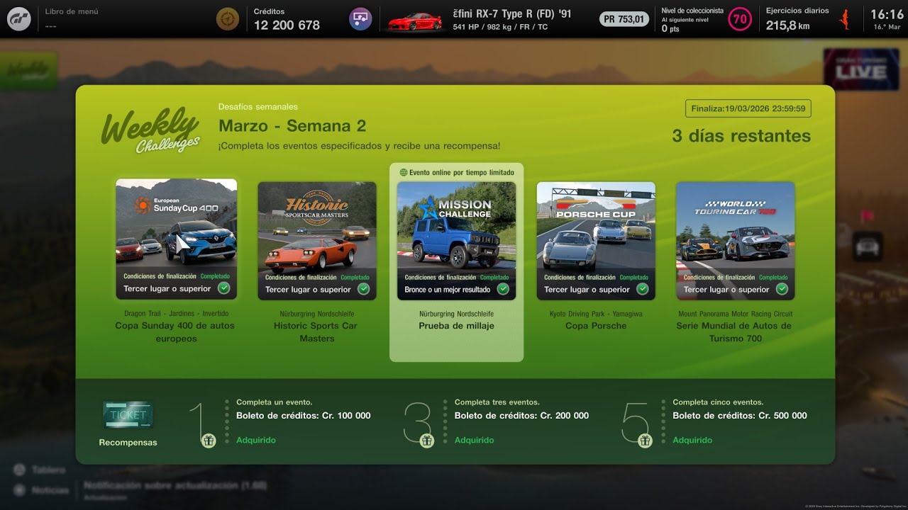 Reto semanal Serie Mundial de Autos de Turismo 700 Gran Turismo 7