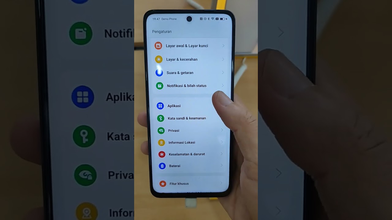 cara liat isi menu setting dan aplikasi