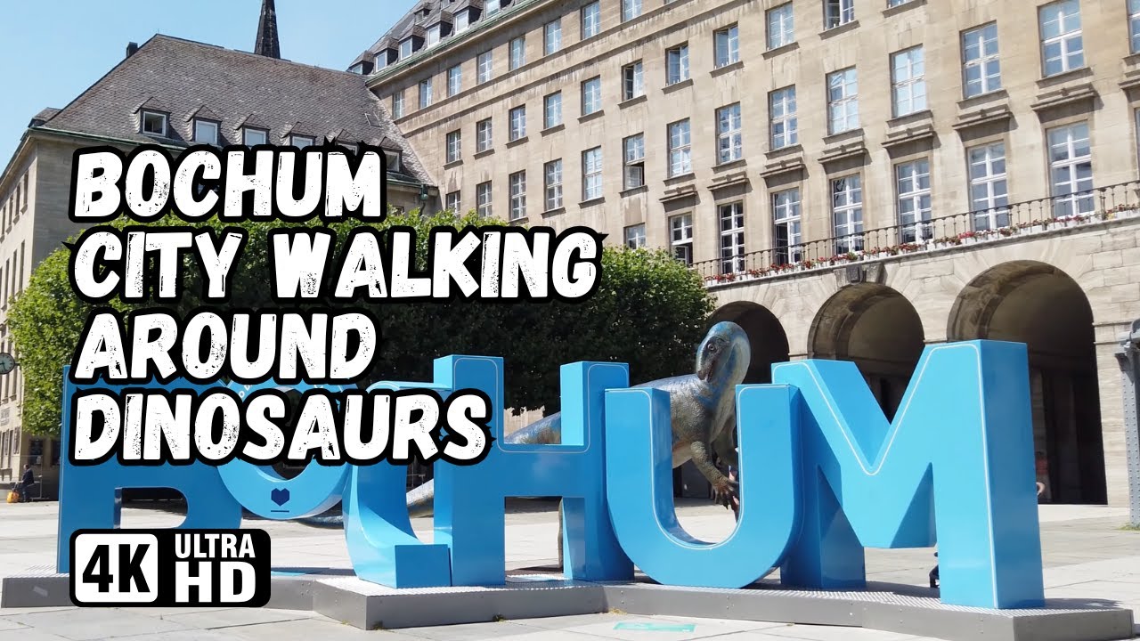 Exploring Dinosaurs & Landmarks in Bochum | Walking Tour in the City Center | 4K60FPS