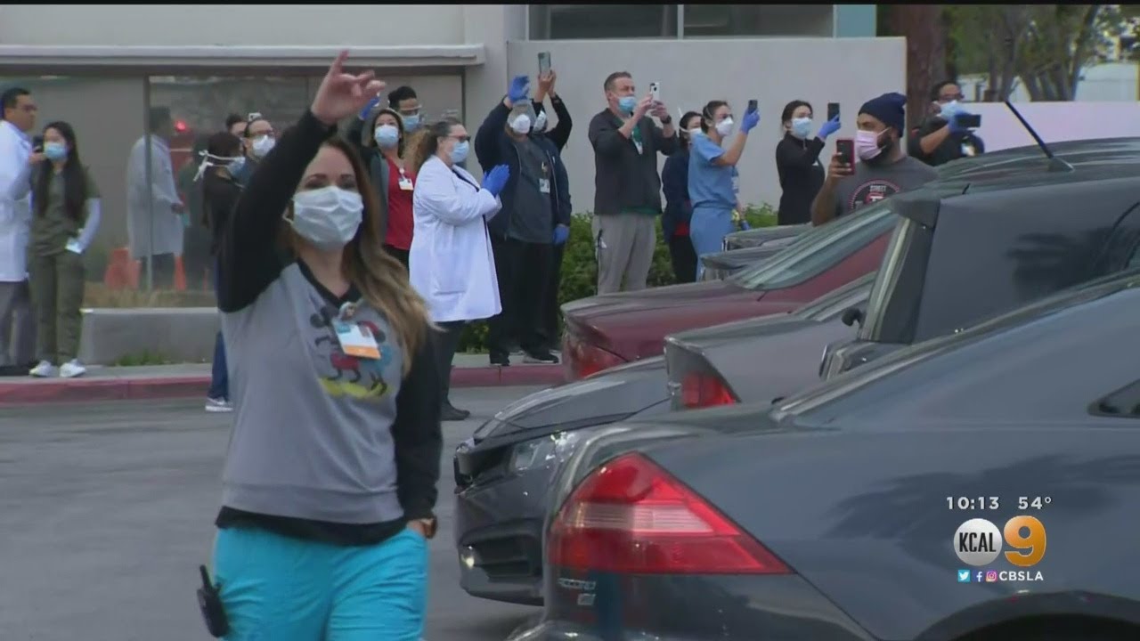 Coronavirus: Covina First Responders Salute Health Care Workers With Shift Change Procession