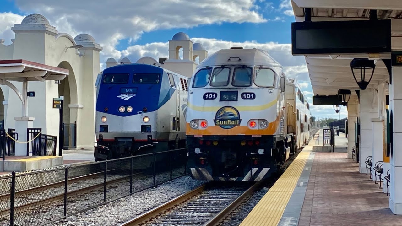 Amtrak & SunRail trains at Orlando Health/ Amtrak Station!