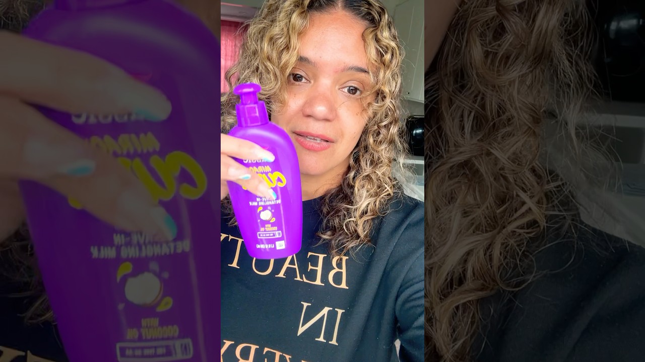 AUSSIE MIRACLE CURLS LEAVE IN DETANGLING MILK BEFORE AND AFTER | CURLY HAIR 