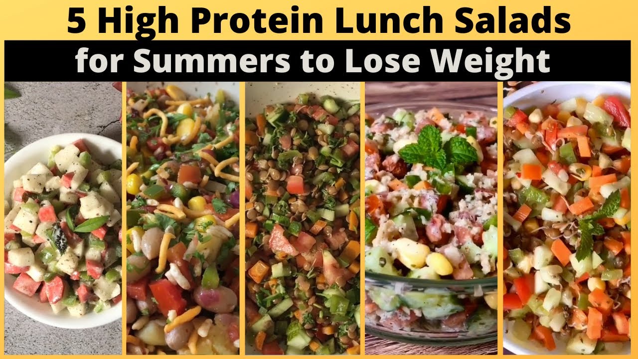 5 High Protein Fibre Rich Salad Recipes | Lunch for Summer to Lose Weight Quickly | Sprouts & More