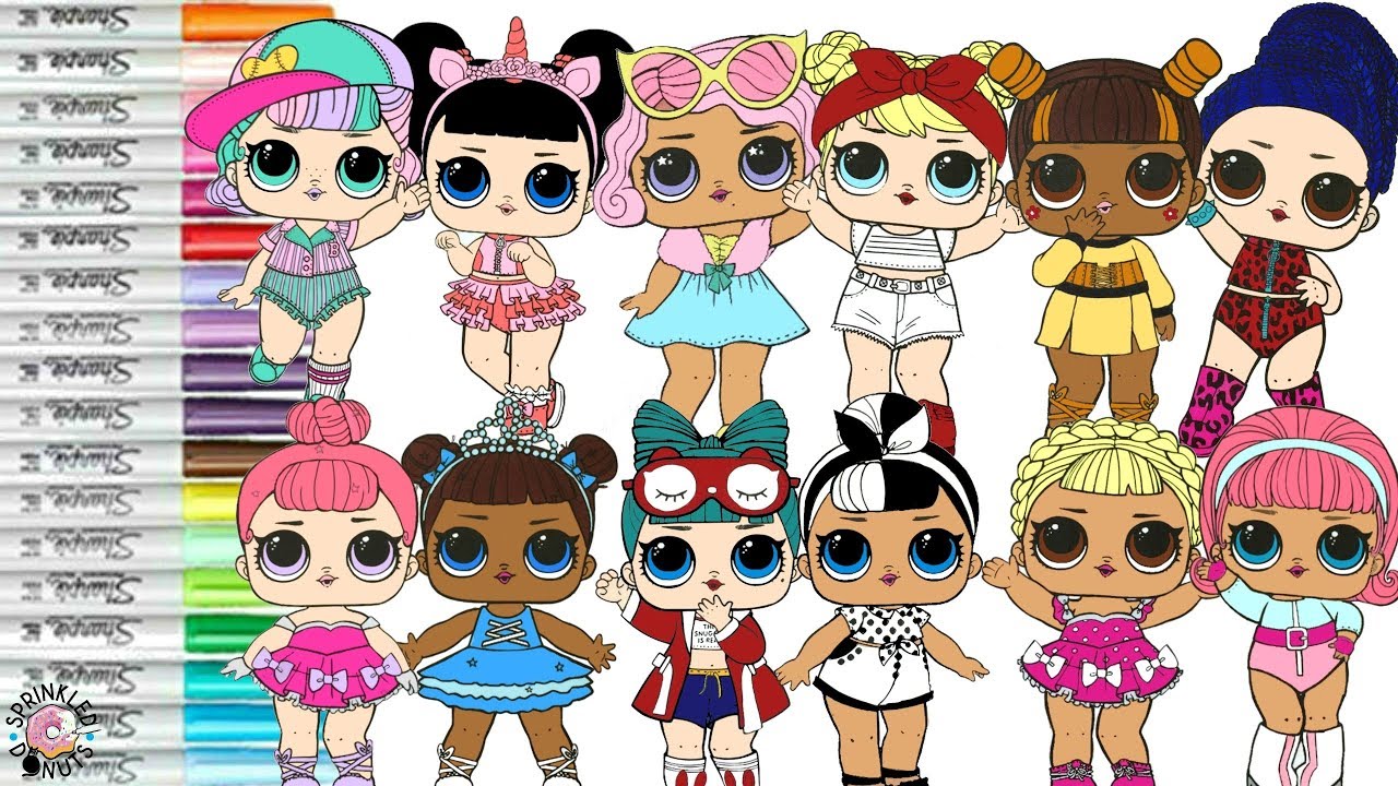 LOL Surprise Dolls Coloring Book Compilation Color Swap Dawn Fierce Drag Racer Ice Sk8er Unicorn