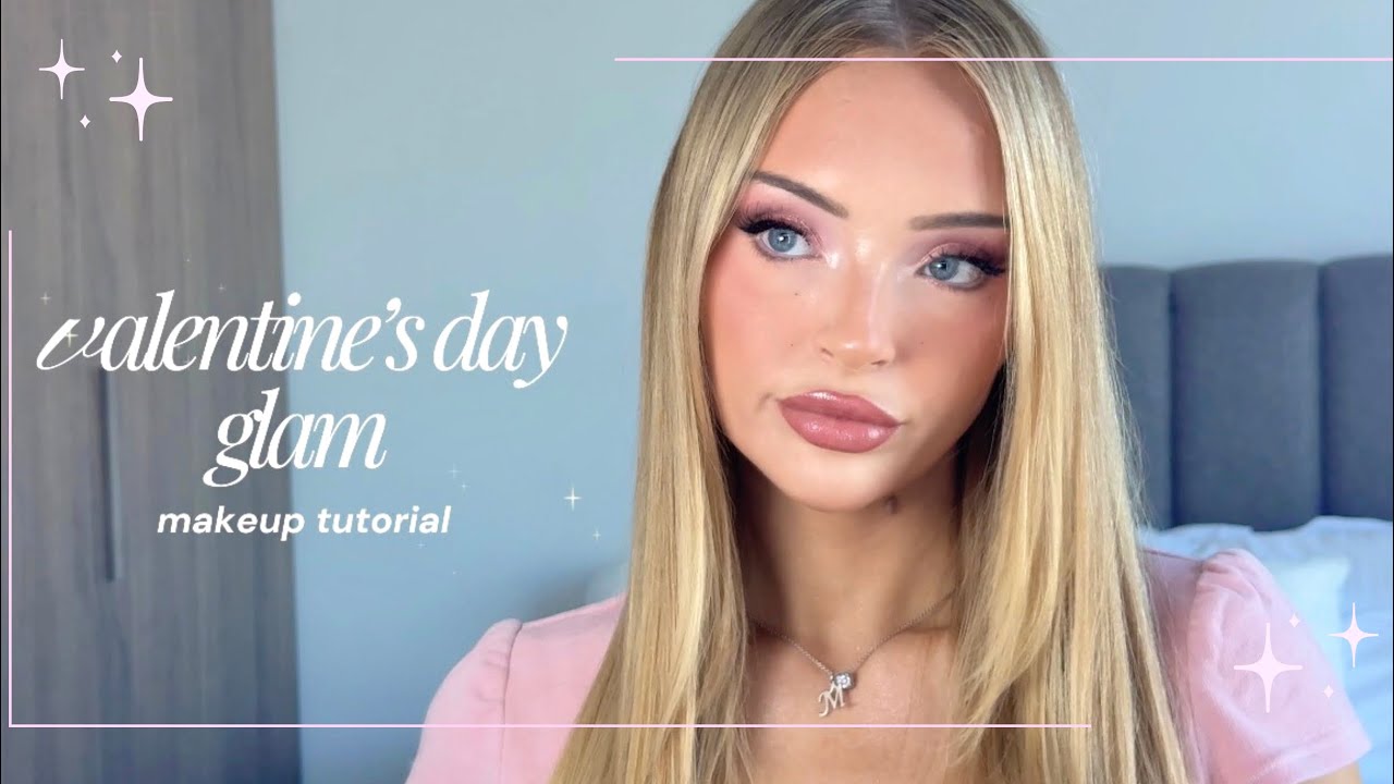 Valentine&rsquo;s day makeup tutorial 💗 | pink, girly, cute glam 
