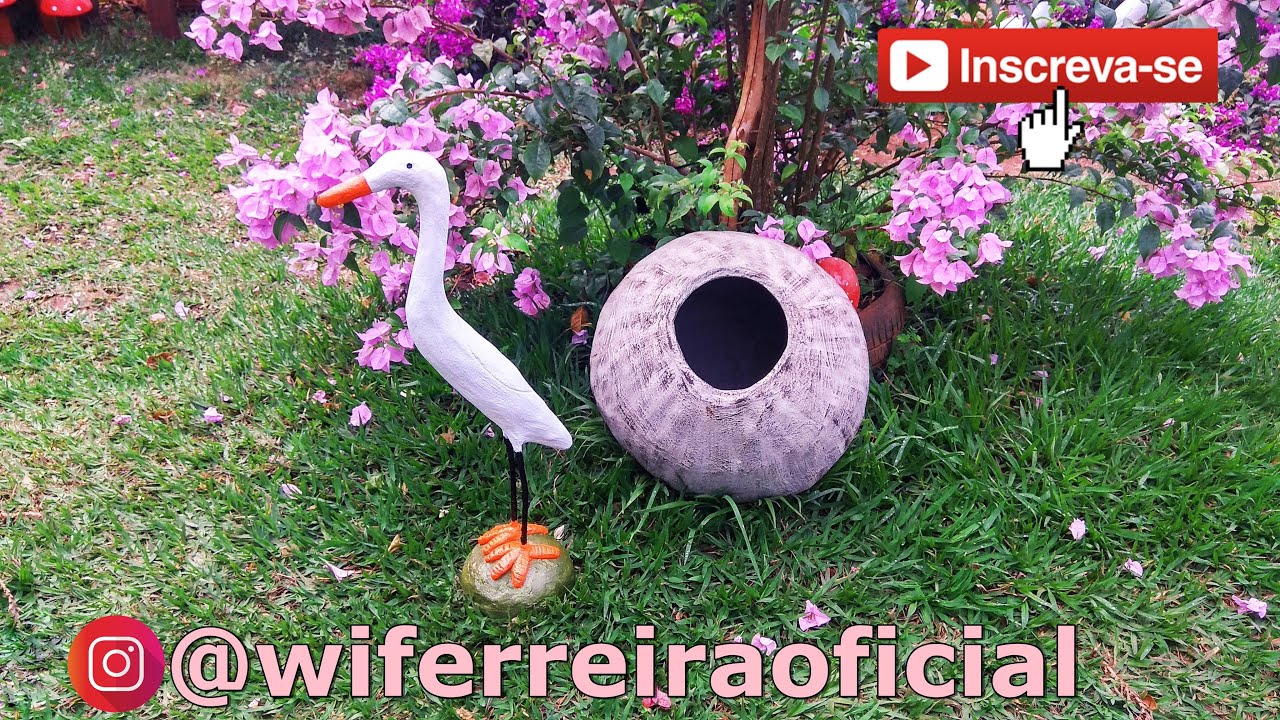 Aprenda fazer uma linda garça grande para o seu jardim !