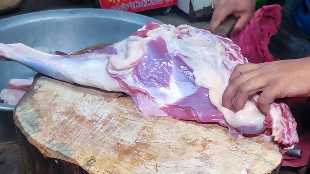 Great Delicious!! Excellent Fastest Huge Mutton Cutting By Expert Butcher Skills