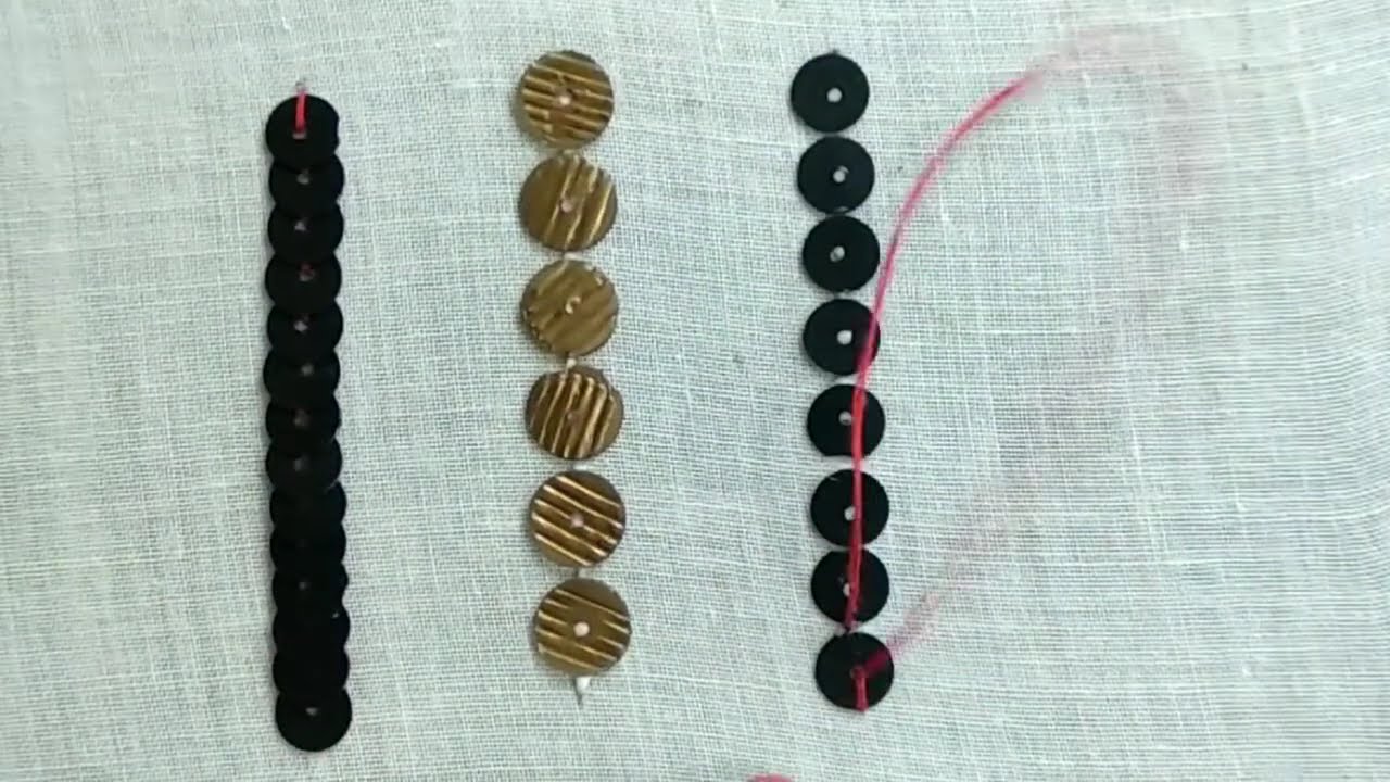 3 Different ways to attach Sequin bead hand embroidery using normal needle, How to sew sequins