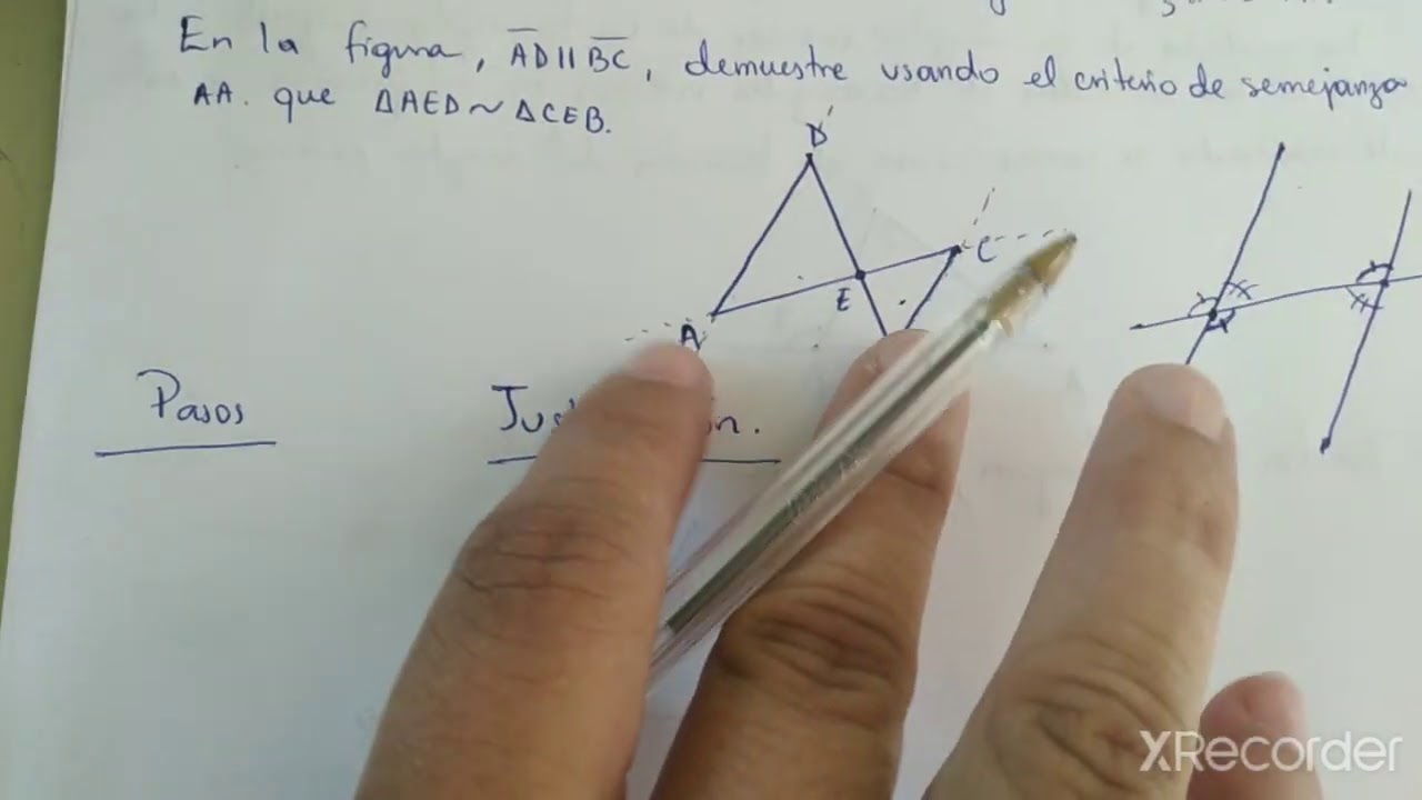 Demostración de semejanza de triángulos utilizando AA